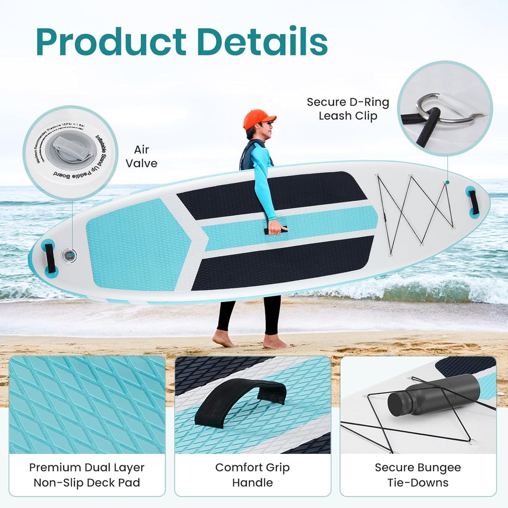 CONCETTA Inflatable Paddle Board,Equipped With SUP Paddle Board Accessories, The Non-slip EVA Deck Design Restarts The Surfboard,Surfboard for Youth&Adults of All Skill Levels，Brown Green