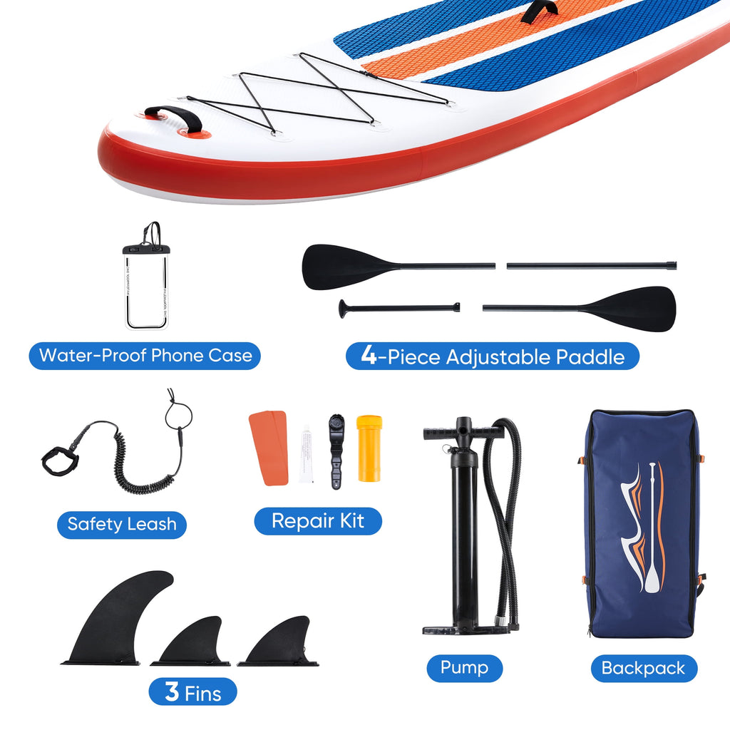 ZUNMOS 10.5ft Inflatable Stand Up Paddle Board, Non-Slip Deck, Complete SUP Accessories Set for All Skill Levels, Brown and Green