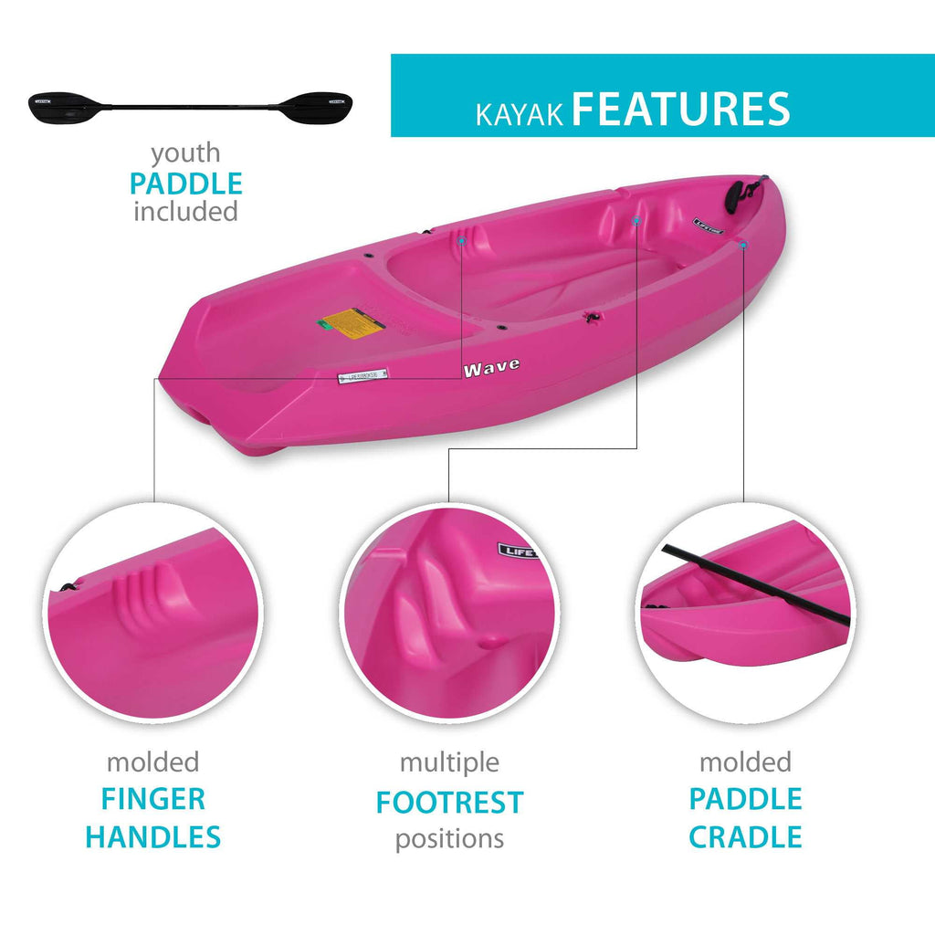 Lifetime Wave 6 ft Youth Sit-On-Top Kayak with Paddle, Fire Red (91401)
