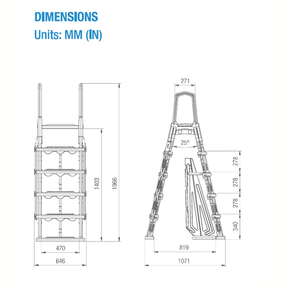 Aqua Select Flip-Up A-Frame Ladder for Above Ground Swimming Pools 48-54H