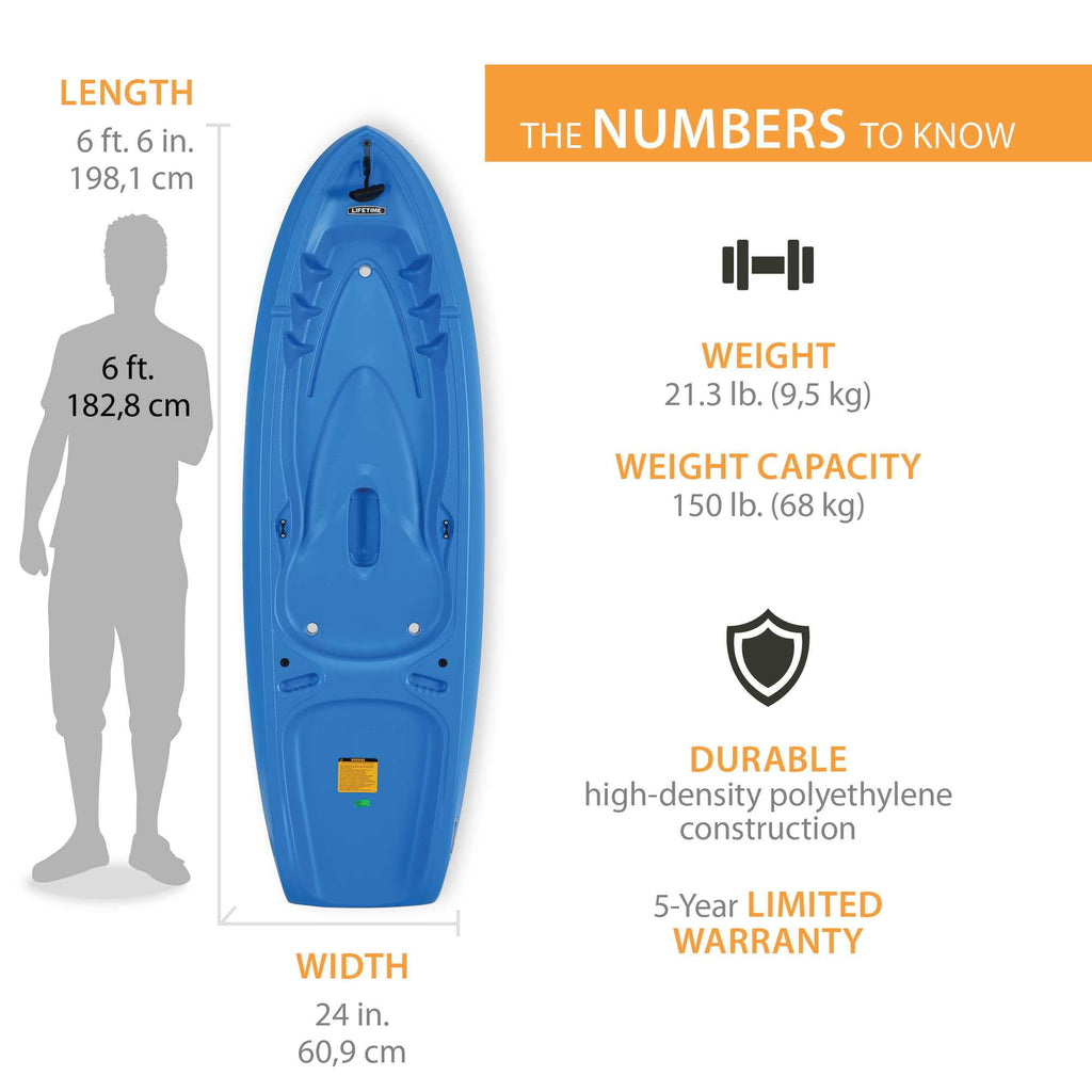 Lifetime Recruit 6.5 ft Youth Sit-On-Top Kayak with Paddle, Lime Green (90765)