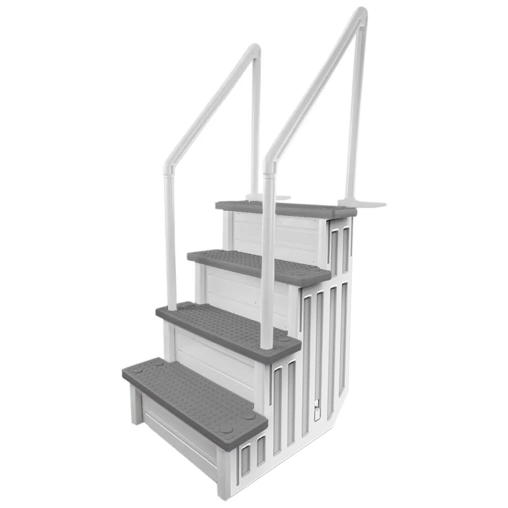 Aqua Select White Outside Flip-up Safety Ladder for Above Ground Pools 48-54H
