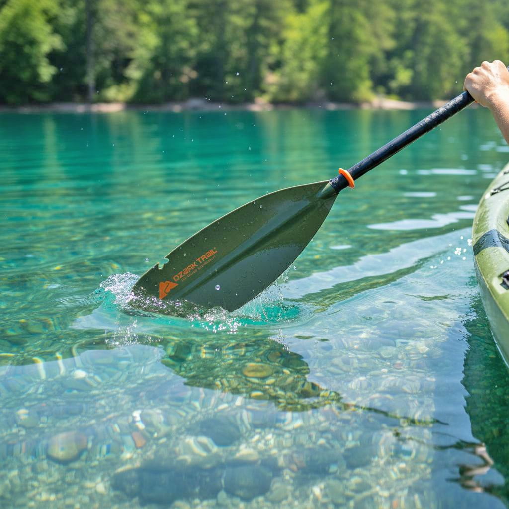Ozark Trail Green Fiberglass and Aluminum Fishing Kayak Paddle, 94.5