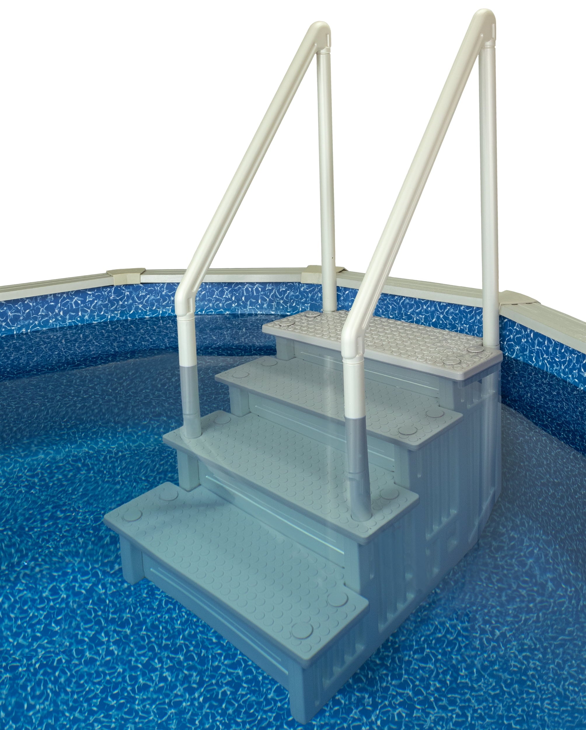 Aqua Select White Outside Flip-up Safety Ladder for Above Ground Pools 48-54H