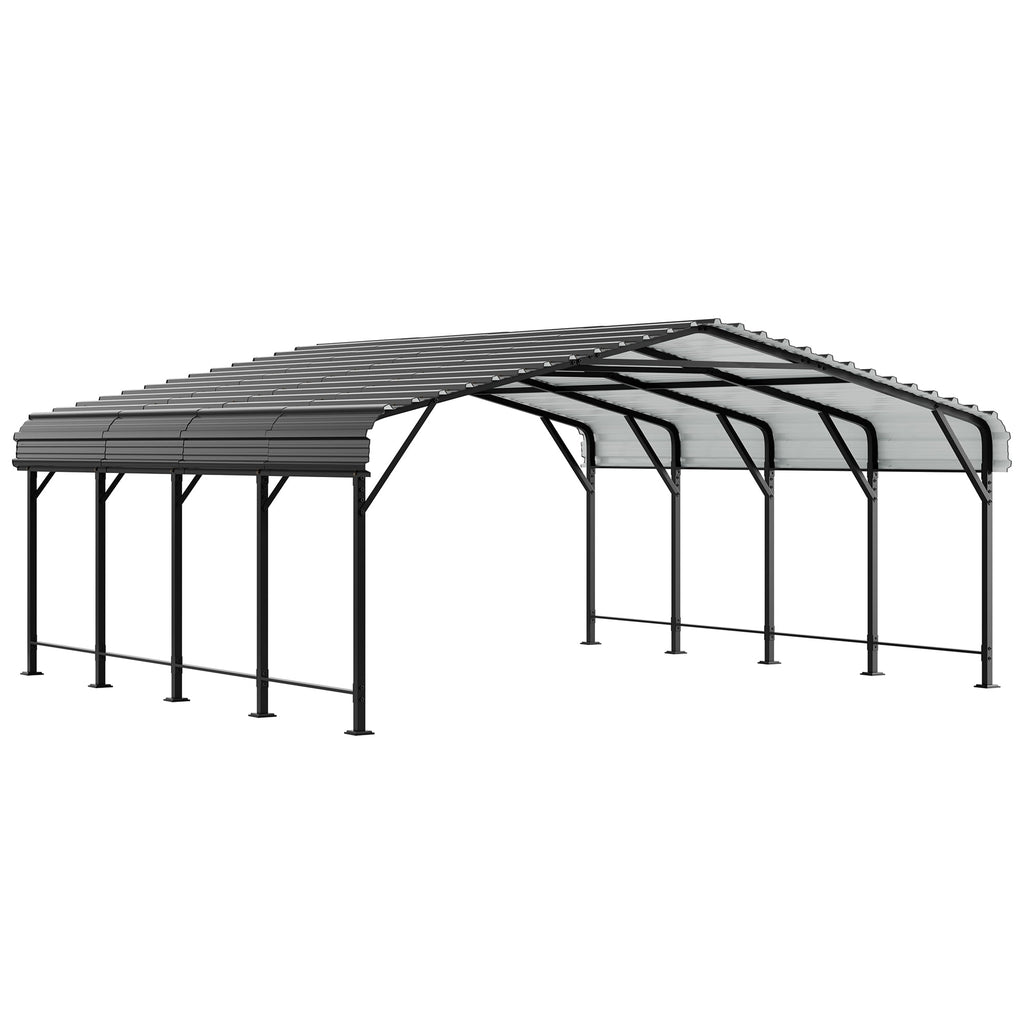 Walsunny 12X20 FT Carport, Outdoor Heavy Duty Carport Canopy with Galvanized Steel Roof, Metal Carport Extra Large Garage Car Storage Shelter, Gray