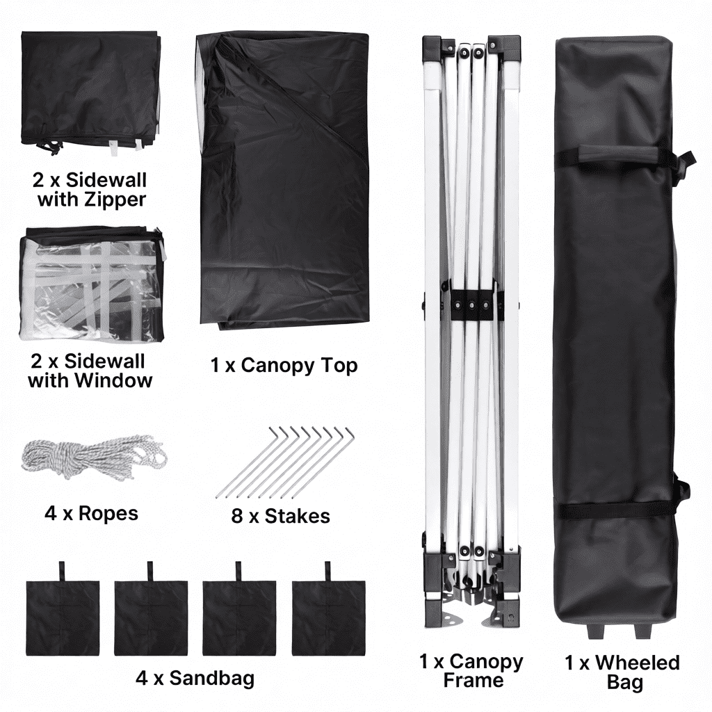 10x10 Pop-Up Canopy Tent with Removable Walls, 3 Height Adjustable Easy Set up Portable Gazebo, For Camping, White