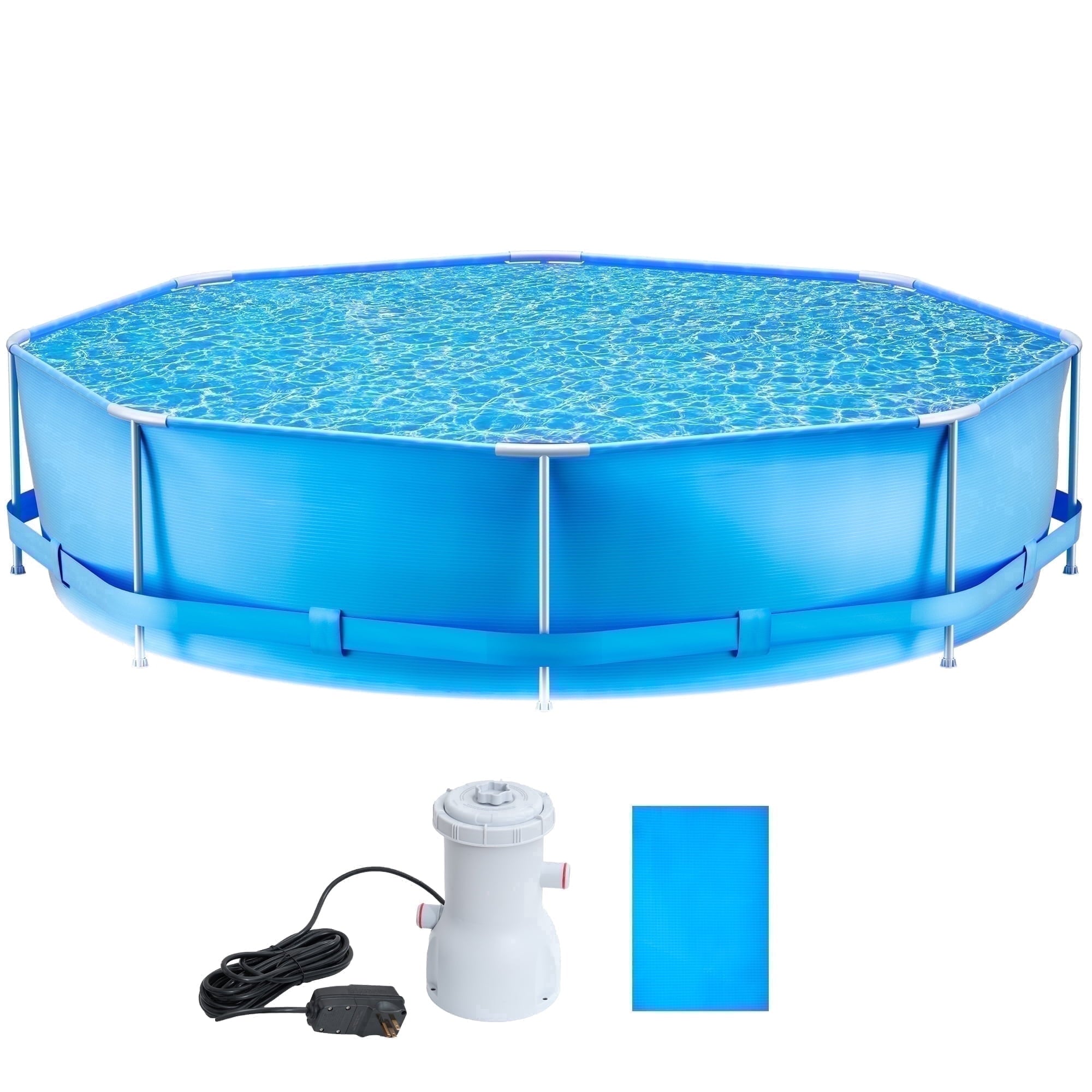 Naipo 10' X 2.5' Circular Swimming Pool with Free Filter Pump Upgraded Thicker Material Above Ground Pool for Adults Teen 24 Inch Deep Water Blue