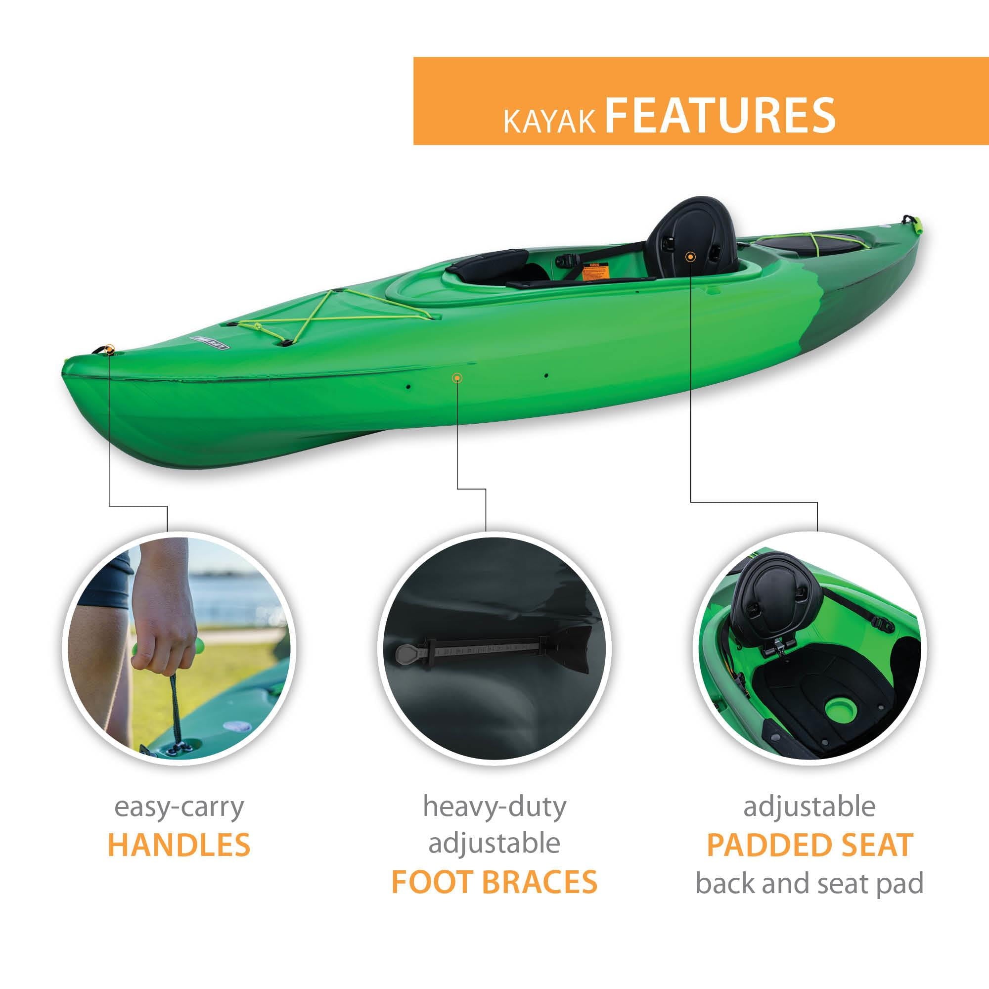 Lifetime Guster 10 ft Sit-Inside Kayak with Paddle, Emerald Fusion (91354)