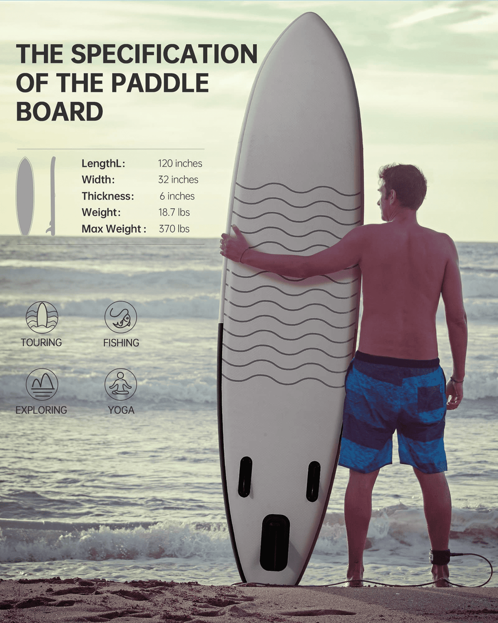 Naipo 10 in Inflatable Stand up Paddle Board 6 in Thick  SUP Paddle Board with Paddleboard Accessories Triple Action Pump Fishing Green