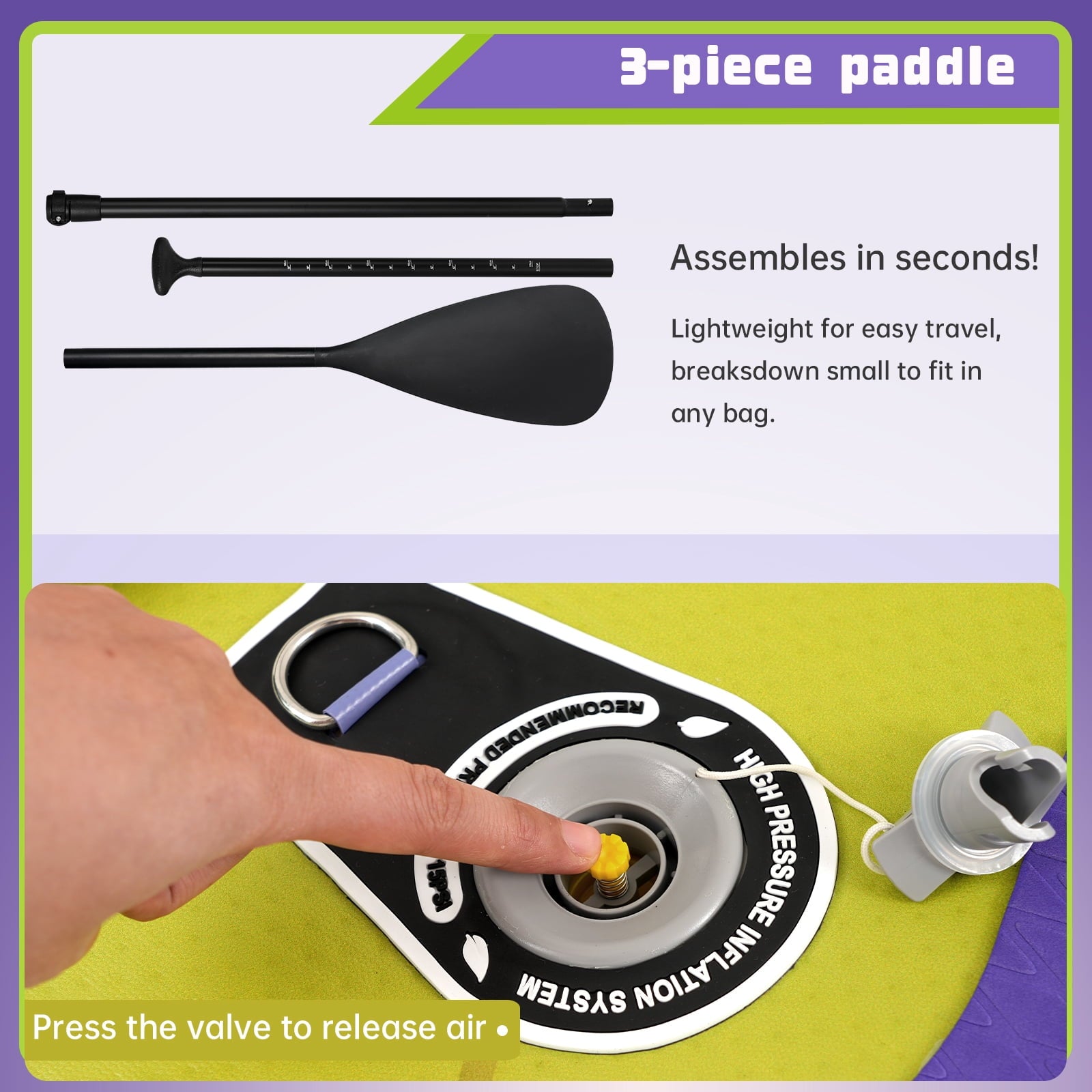 Quashley Inflatable Paddle Board 11' x 34 Wide All-Around SUP with Paddle, Pump, Backpack & Leash