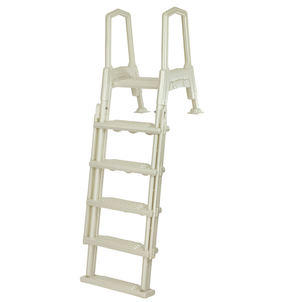 Aqua Select White Outside Flip-up Safety Ladder for Above Ground Pools 48-54H