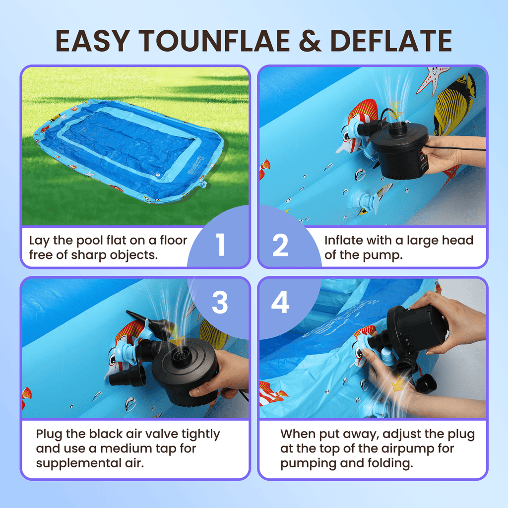GVDV Inflatable Pool, Durable Thickened Blow up Kiddie Pool for Kids, Toddlers and Adults, BPA-Free Family Swimming Pool, 6.9 x 5 x 1.8 ft, Blue