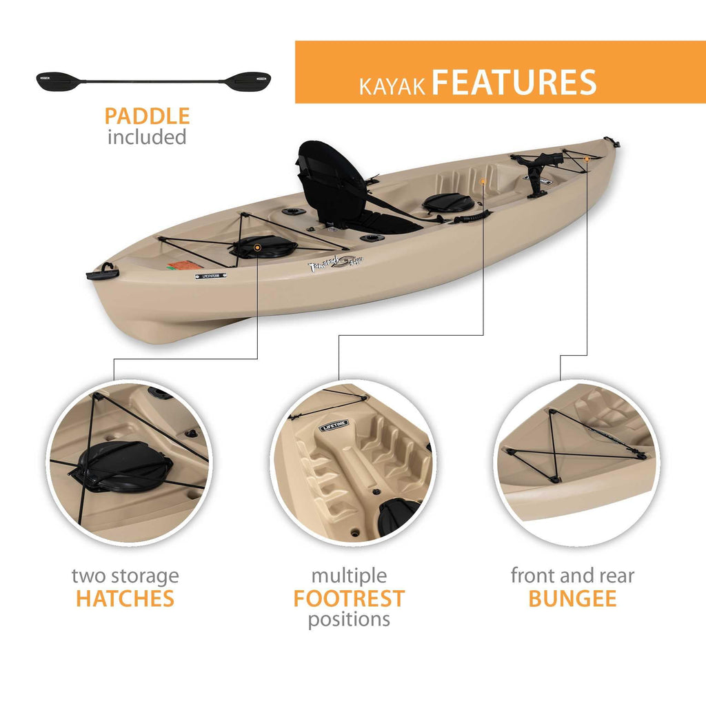 Lifetime Tamarack Angler 10 ft Sit-On-Top Fishing Kayak with Paddles, 2 Pack, Tan (90806)