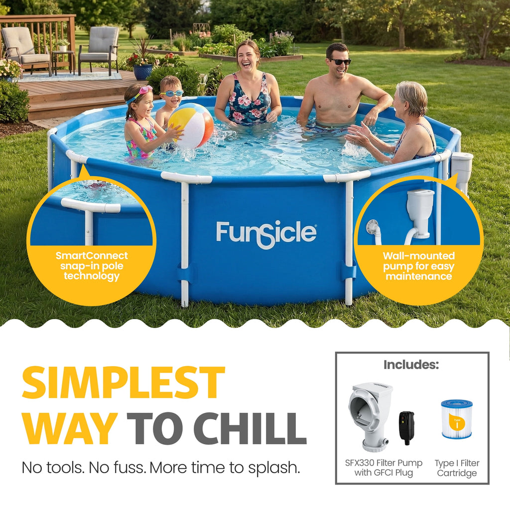 Funsicle 8' x 30 Outdoor Activity Round Frame Above Ground Swimming Pool Set