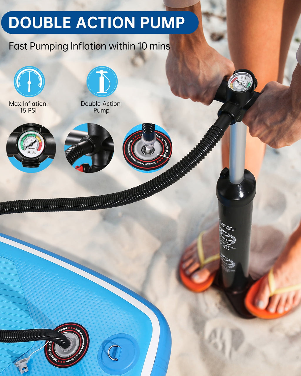 Naipo Inflatable Paddle Board Stand Up Paddle Board 6 in Thick with Sup Accessories and Carry Bag and Fast Pumping for Adults and Youth