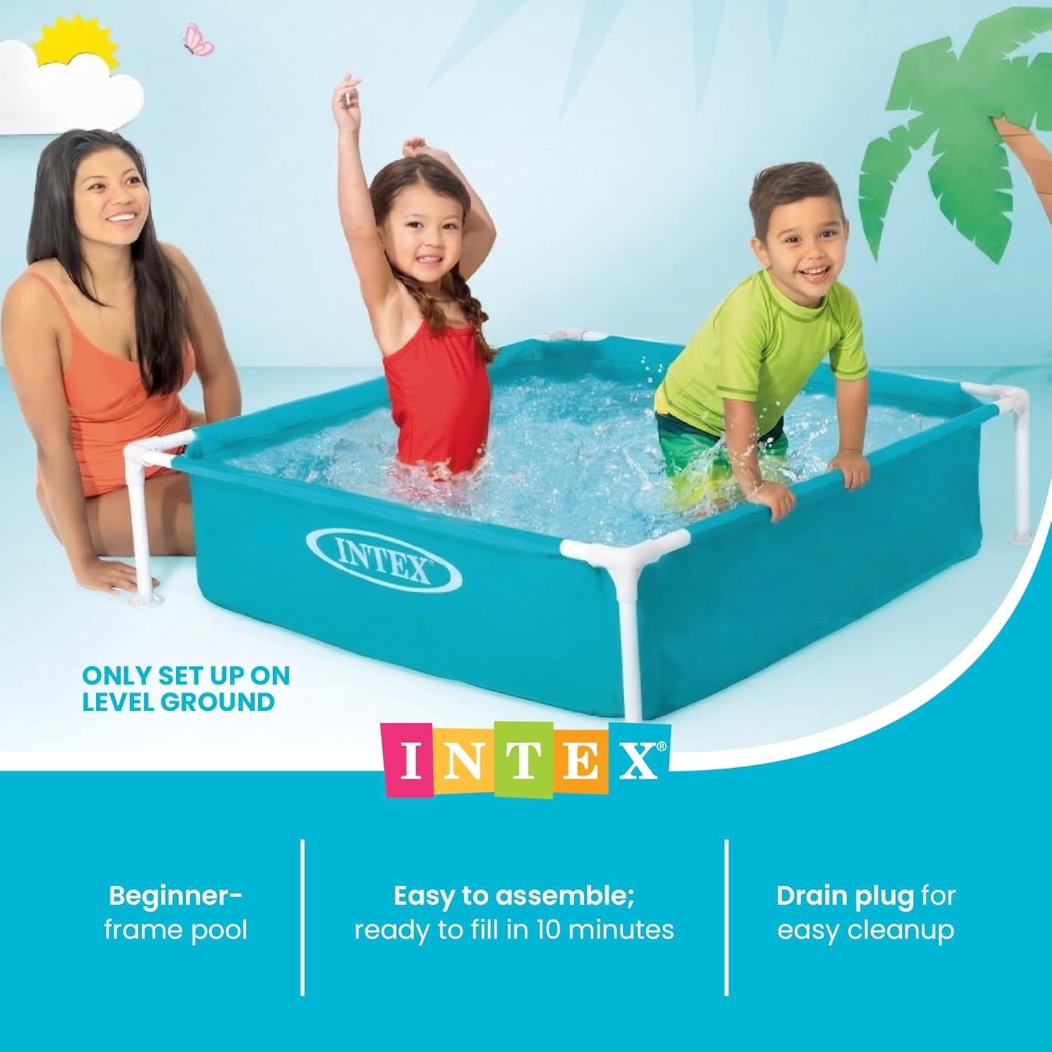 Intex Mini Frame Pool, Blue - 48 x 48 x 12 inches (L x W x H)