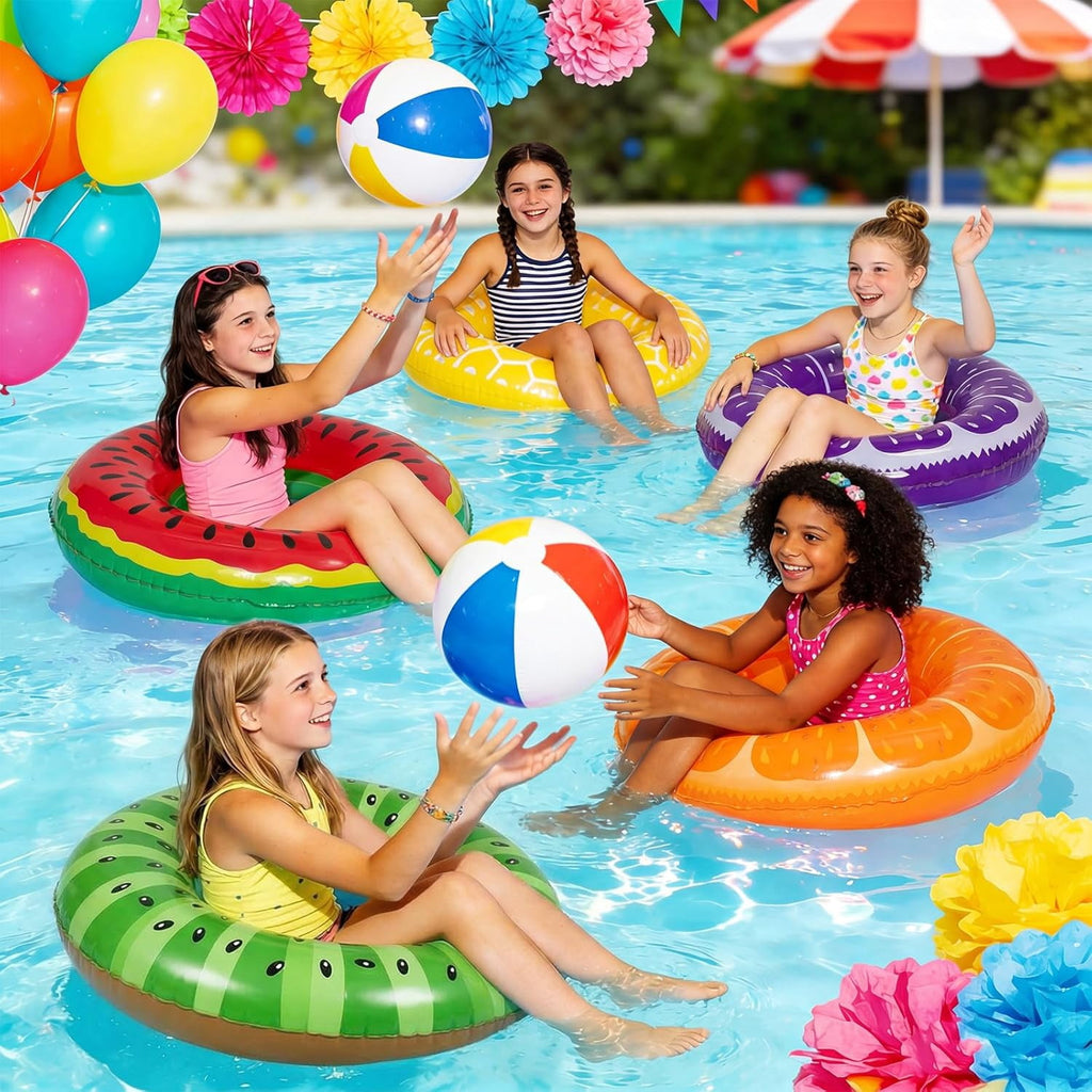 Inflatable Pool Tubes for Adults 30 inch Swim Pool Floats Inflatable Floats Rings Swim Luau Party Colorful Swimming Ring Hawaii Summer Beach Toys for Swimming Party
