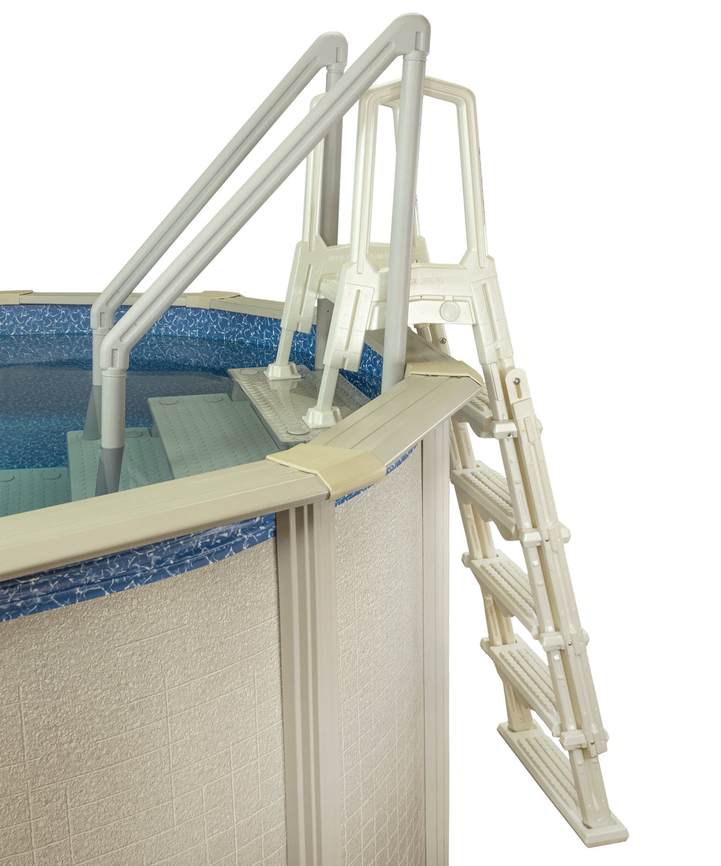 Aqua Select White Outside Flip-up Safety Ladder for Above Ground Pools 48-54H