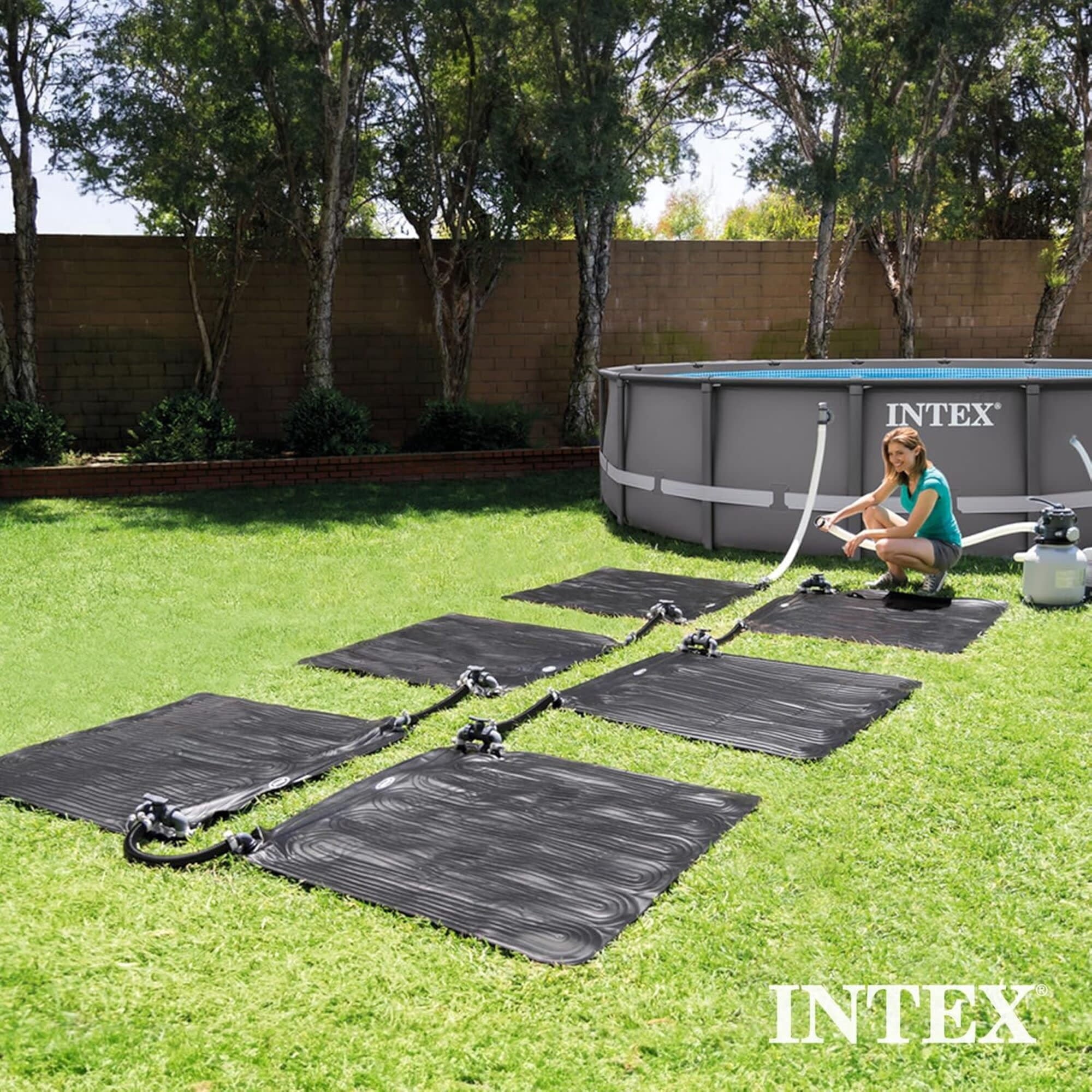 Intex: Solar Heater Mat - 47 Black, Water Warming Pad for 8k Gal Above Ground Swimming Pool, Raise Temperature 5-9 Degrees, Hose Attachment, Adapters