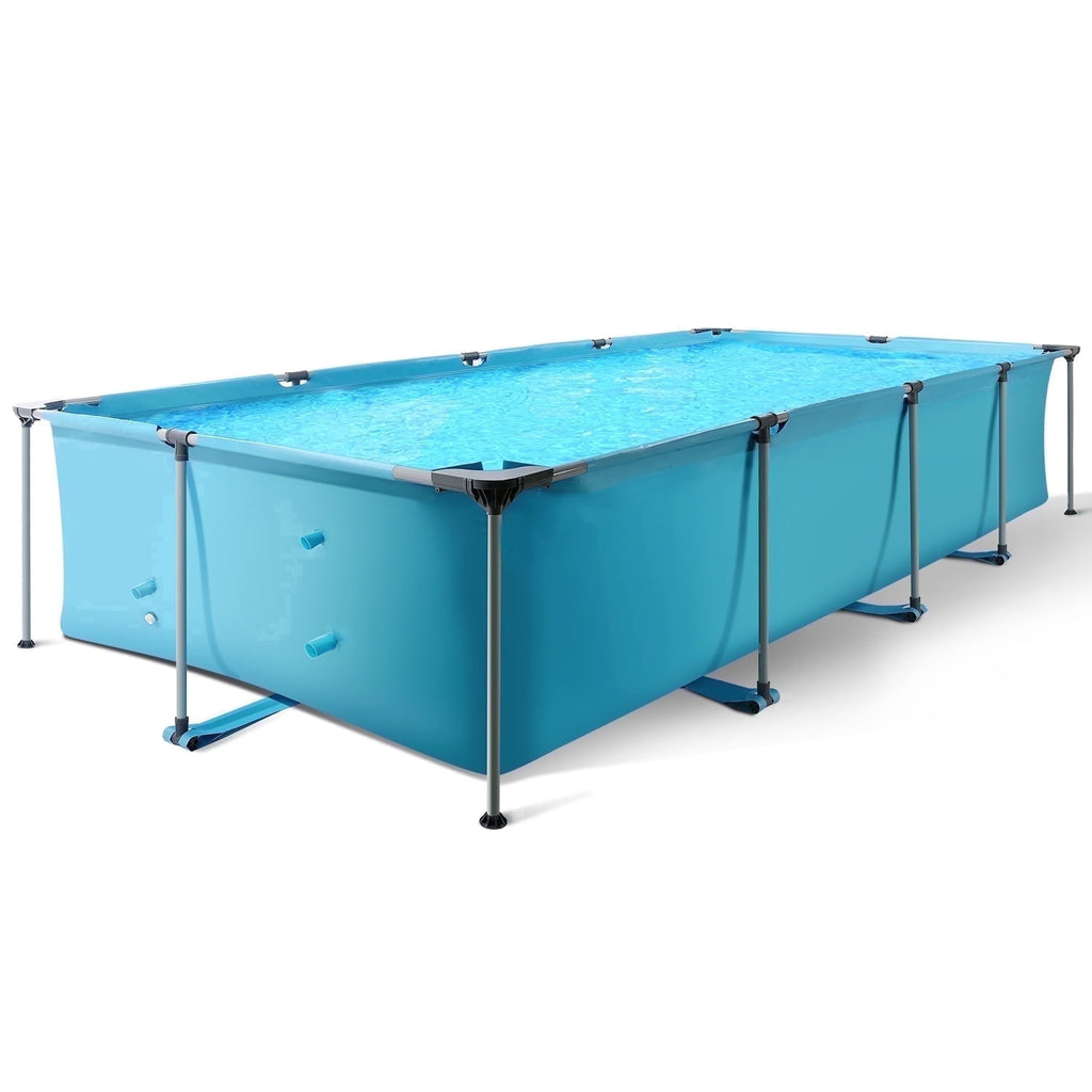 Naipo 15FT Rectangular Frame Swimming Pool Metal Outdoor Backyard Above Ground Pool Family Adults Splash