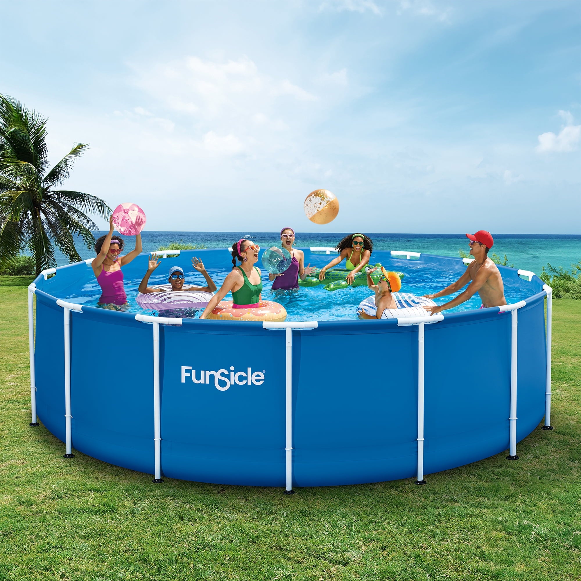 Funsicle 8' x 30 Outdoor Activity Round Frame Above Ground Swimming Pool Set