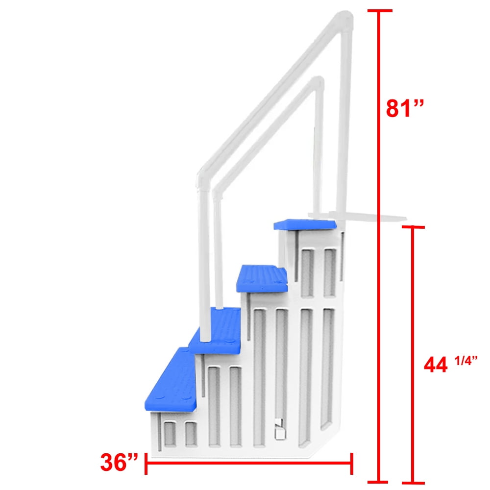Aqua Select White Outside Flip-up Safety Ladder for Above Ground Pools 48-54H