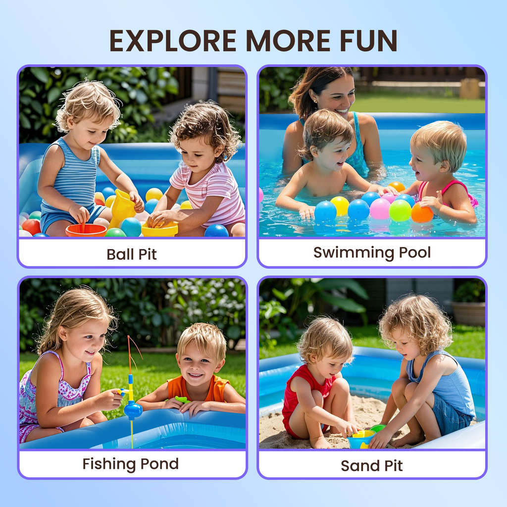 GVDV Inflatable Pool, Durable Thickened Blow up Kiddie Pool for Kids, Toddlers and Adults, BPA-Free Family Swimming Pool, 6.9 x 5 x 1.8 ft, Blue