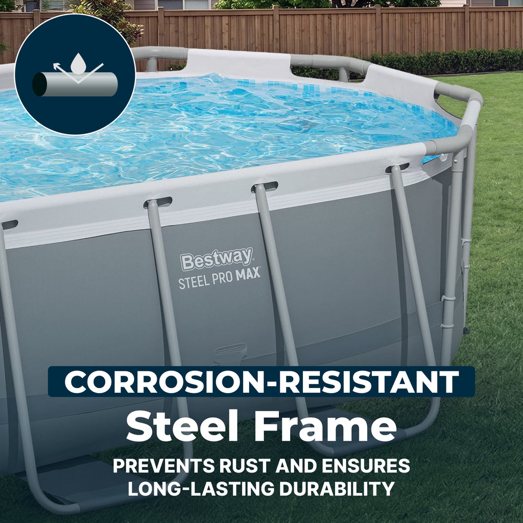 Bestway Steel Pro MAX 10 ft x 6 ft 7 In x 33 in, Oval Above Ground Pool Set, Outdoor Frame Swimming Pool