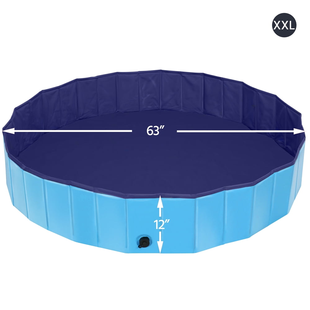 Yaheetech Portable PVC Swimming Pool with Non-slip Bottom for Dogs Cats, XXL, Blue