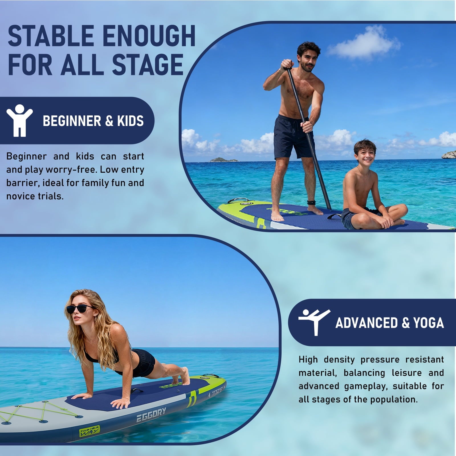 EGGORY 11ft Inflatable Paddle Board Ultra-Light Stand Up Paddle boards for all people with Premium SUP Accessories