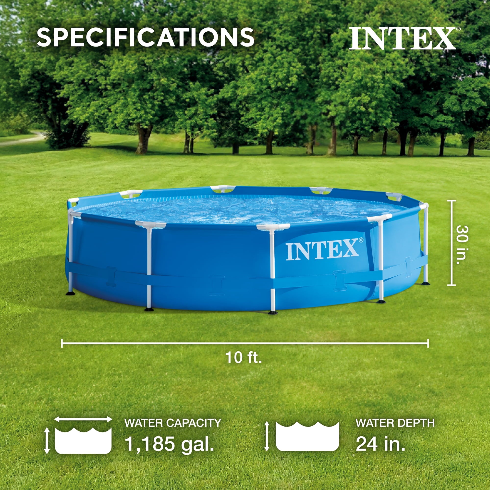 Open Box Intex 10'x30 Above Ground Round Swimming Pool, Pump Not Included