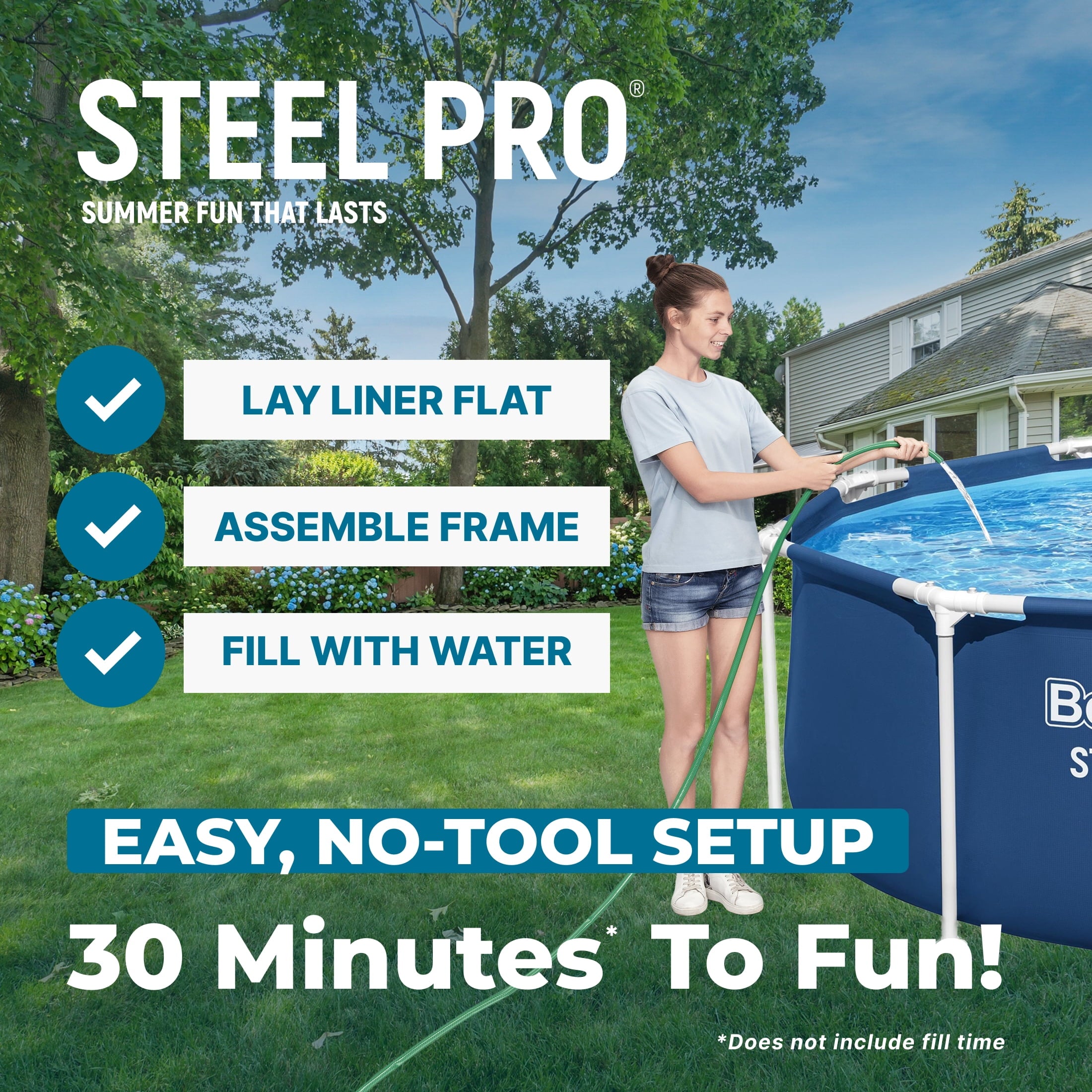 Bestway Steel Pro 10' x 30 Above Ground Swimming Pool Set with Filter Pump