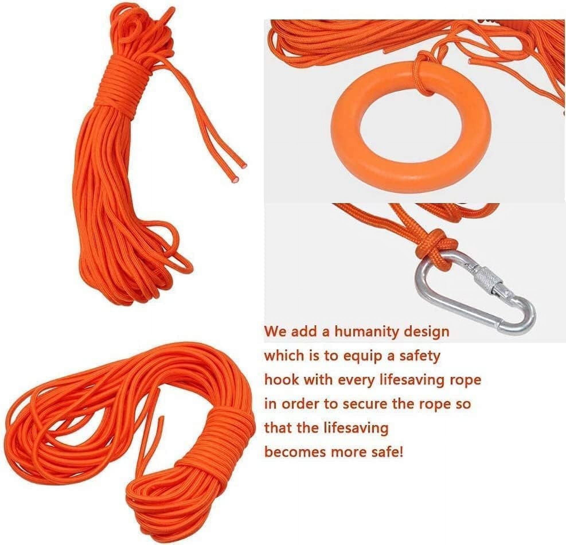 Set 20Inch Life Preserver Ring and Water Floating Lifesaving Rope 98.4FT,Swim Foam Buoy,Swimming Pool Safety Throwing Ring with Perimeter Rope,Throwable Flotation Device