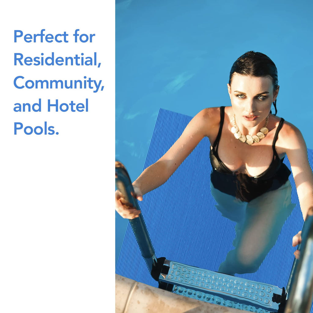 Resilia Stay-Put Pool Ladder Mat Protective Non-Slip Pad, Blue