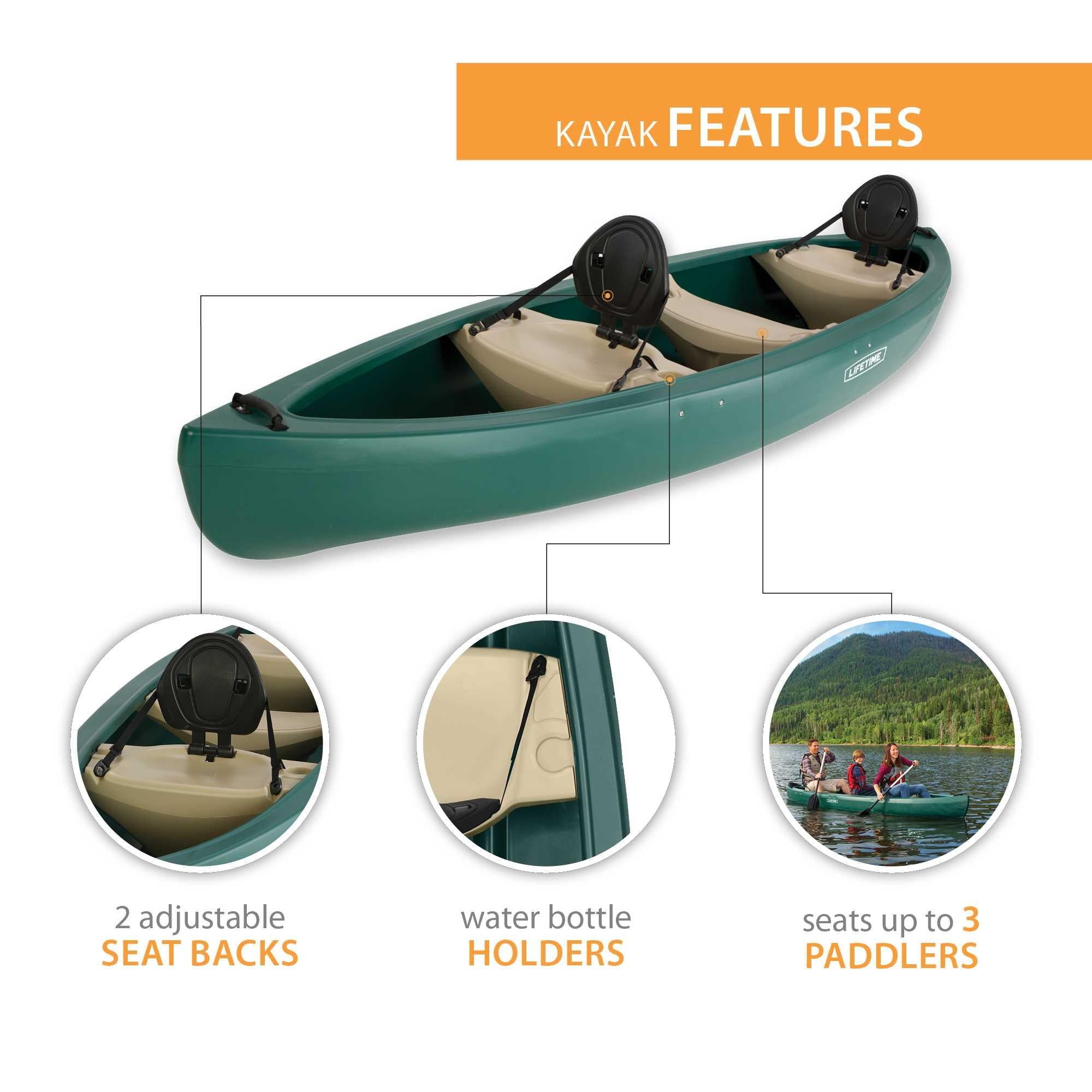 Lifetime Kodiak 13 ft Canoe with Paddles, Molded Seats, Skeg Wheel, Red (90658)