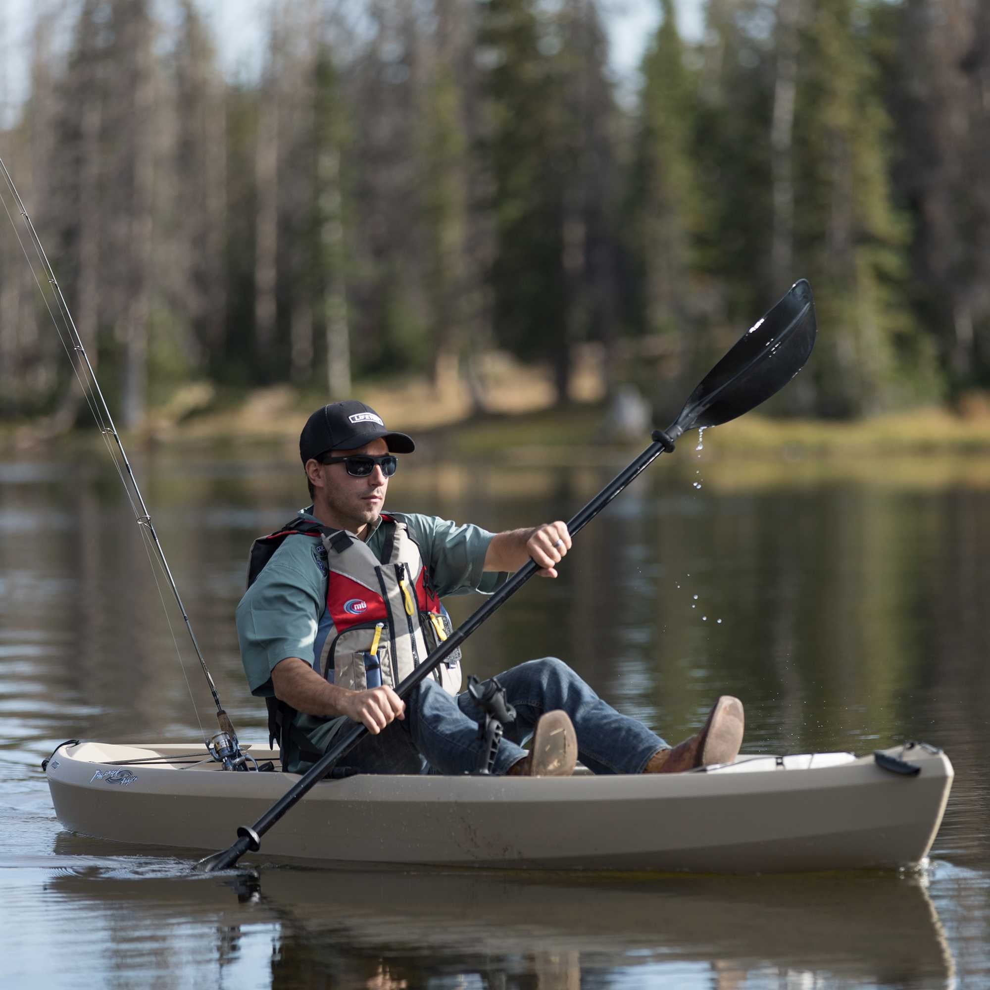 Lifetime Tamarack Angler 10 ft Sit-On-Top Fishing Kayak with Paddles, 2 Pack, Tan (90806)