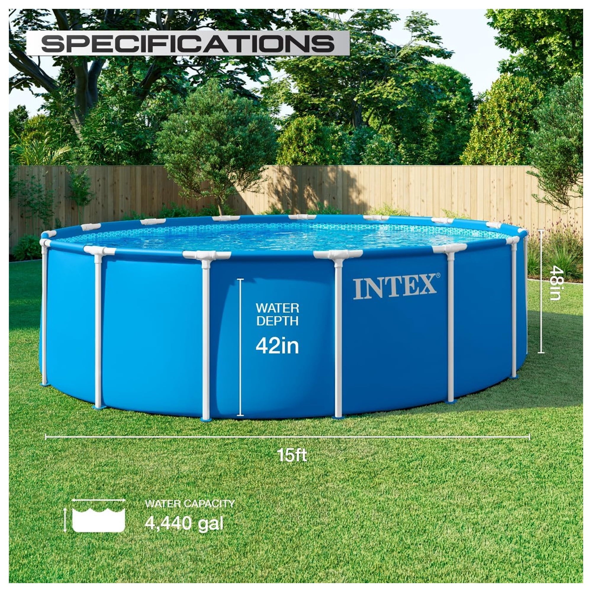 INTEX Metal Frame 12ft x 30in Above Ground Swimming Pool Set w/Filter Pump