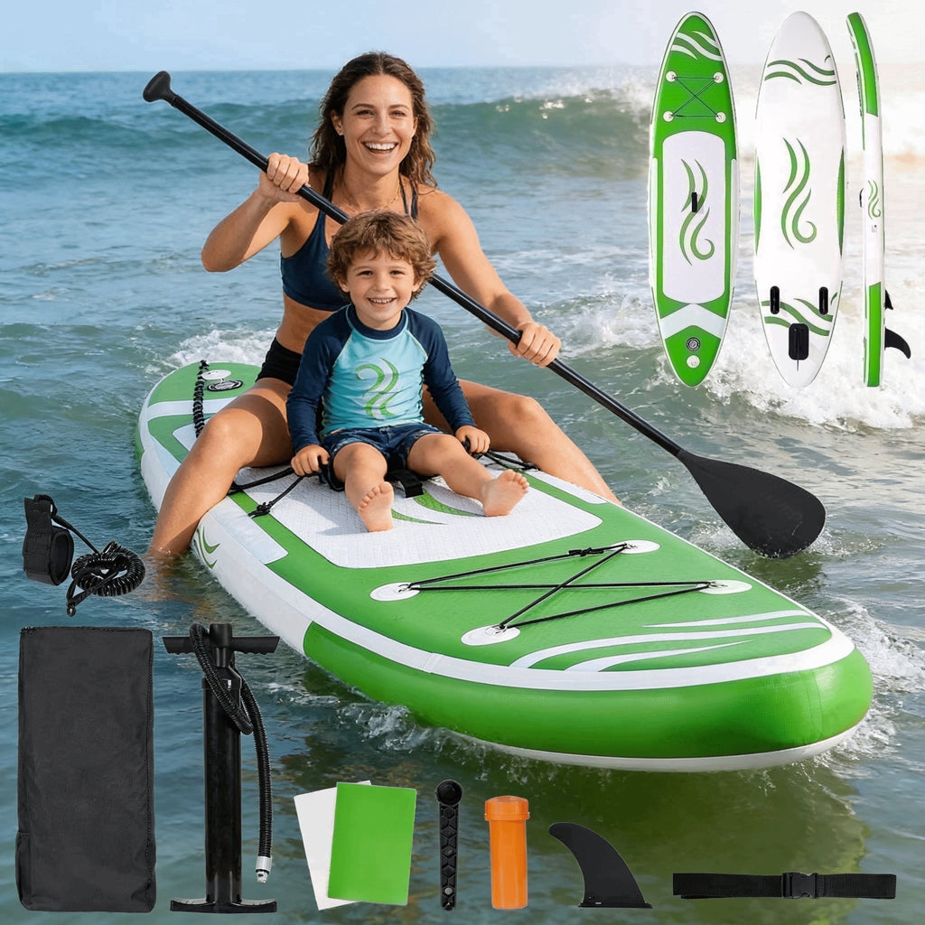 Naipo Paddle Board 10ft Inflatable Paddle Board 6in Thick Non-Slip Deck Stand Up SUP with Paddle Accessories for Adults Youth Family Fishing
