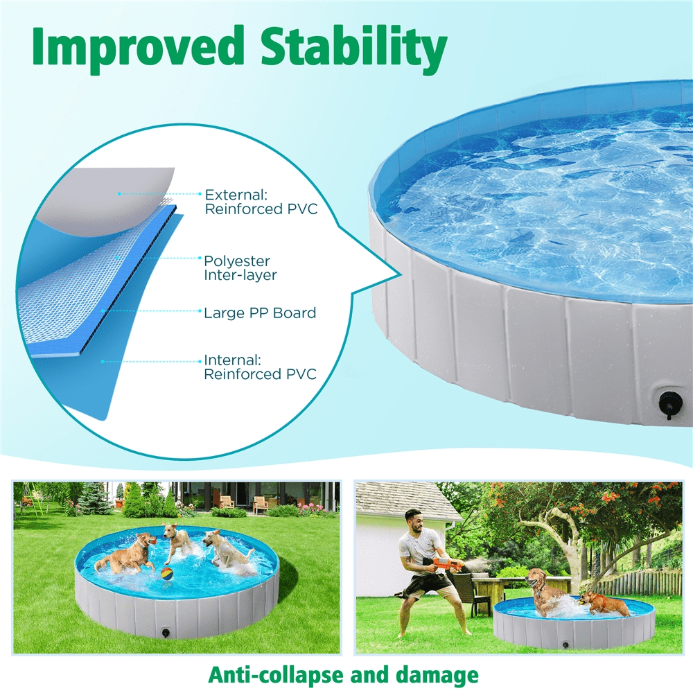 Alden Design 63'' Foldable Pet Swimming Pool for Indoor and Outdoor, Blue