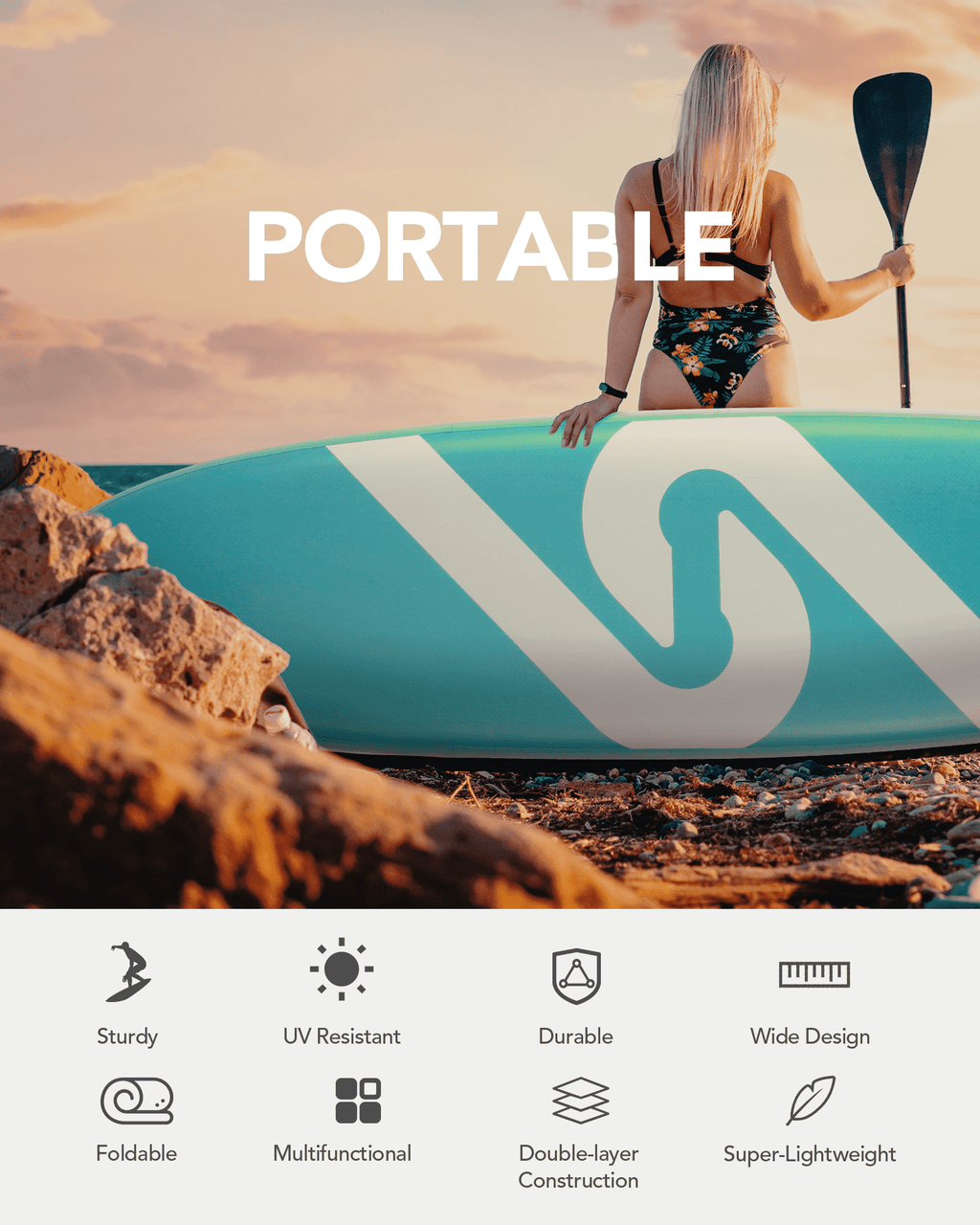Naipo Inflatable Paddle Board Stand Up Paddle Board 6 in Thick with Sup Accessories and Carry Bag and Fast Pumping for Adults and Youth