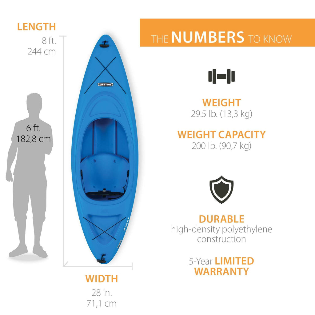 Lifetime Pacer 8 ft Sit-Inside Kayak with Paddle, Green (91032)