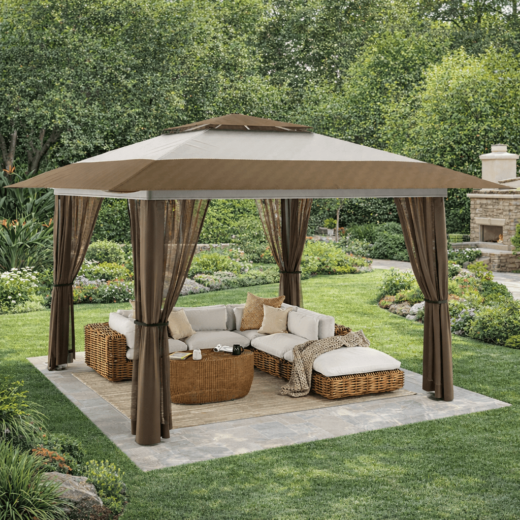 10x10 Pop-Up Canopy Tent with Removable Walls, 3 Height Adjustable Easy Set up Portable Gazebo, For Camping, White
