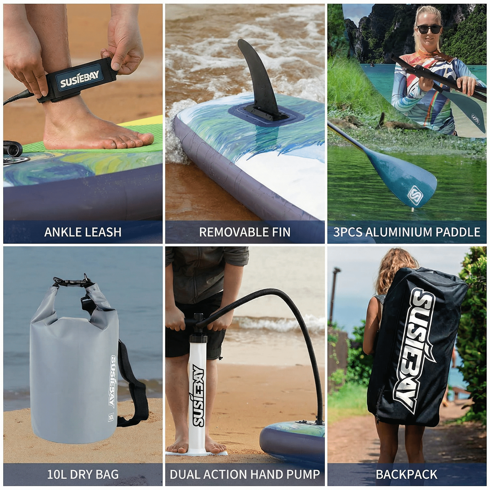 Rayocon Inflatable Paddle Board for Adults, 10'6 Stand Up Paddle Board, Wide Stable Touring SUP with Pump and Dry Bag