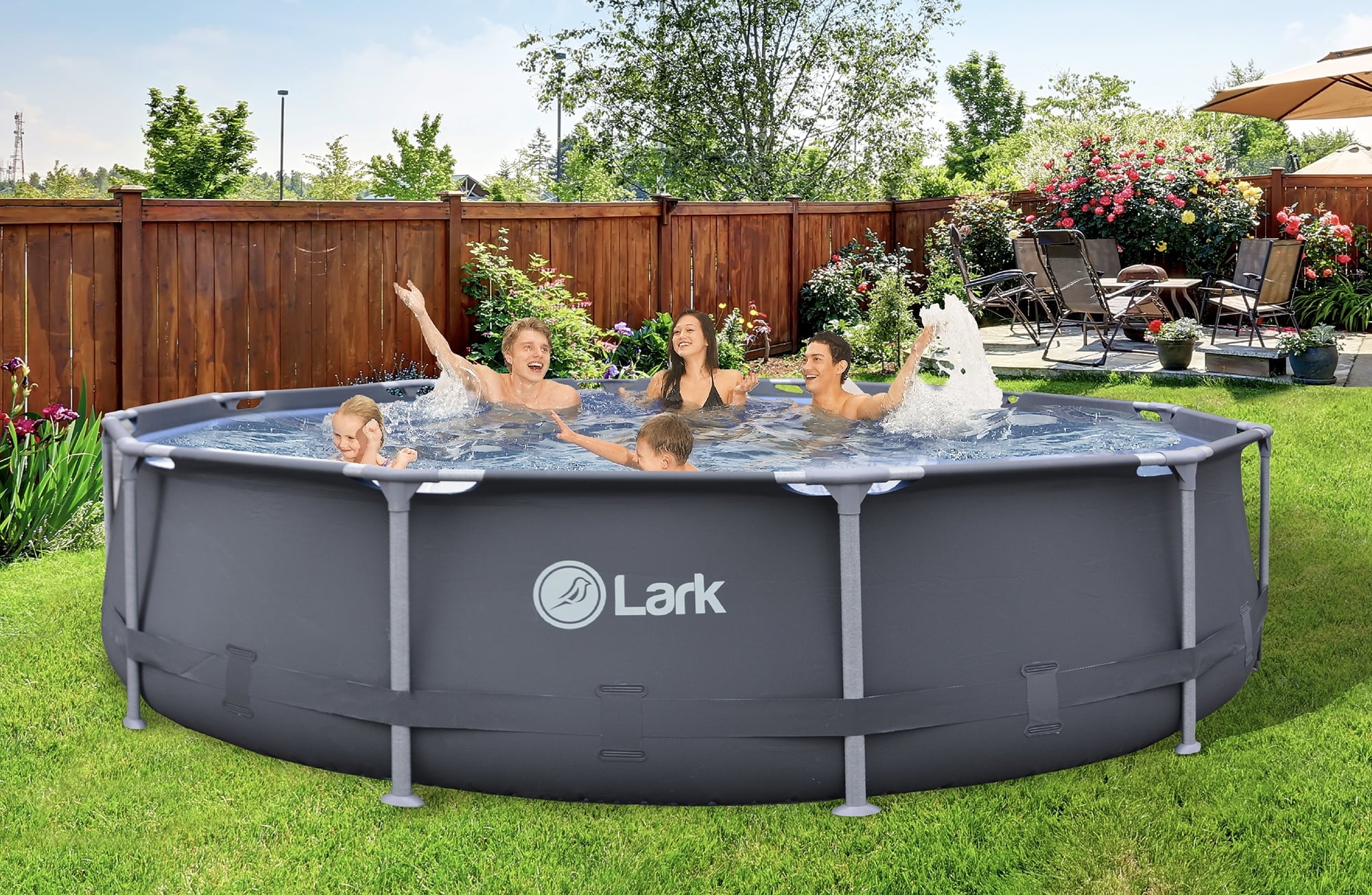 Lark Rustproof 12' ft. x 30 inch Fiberglass Frame Backyard Above Ground Swimming Pool with 530-Gallon Filtration Pump