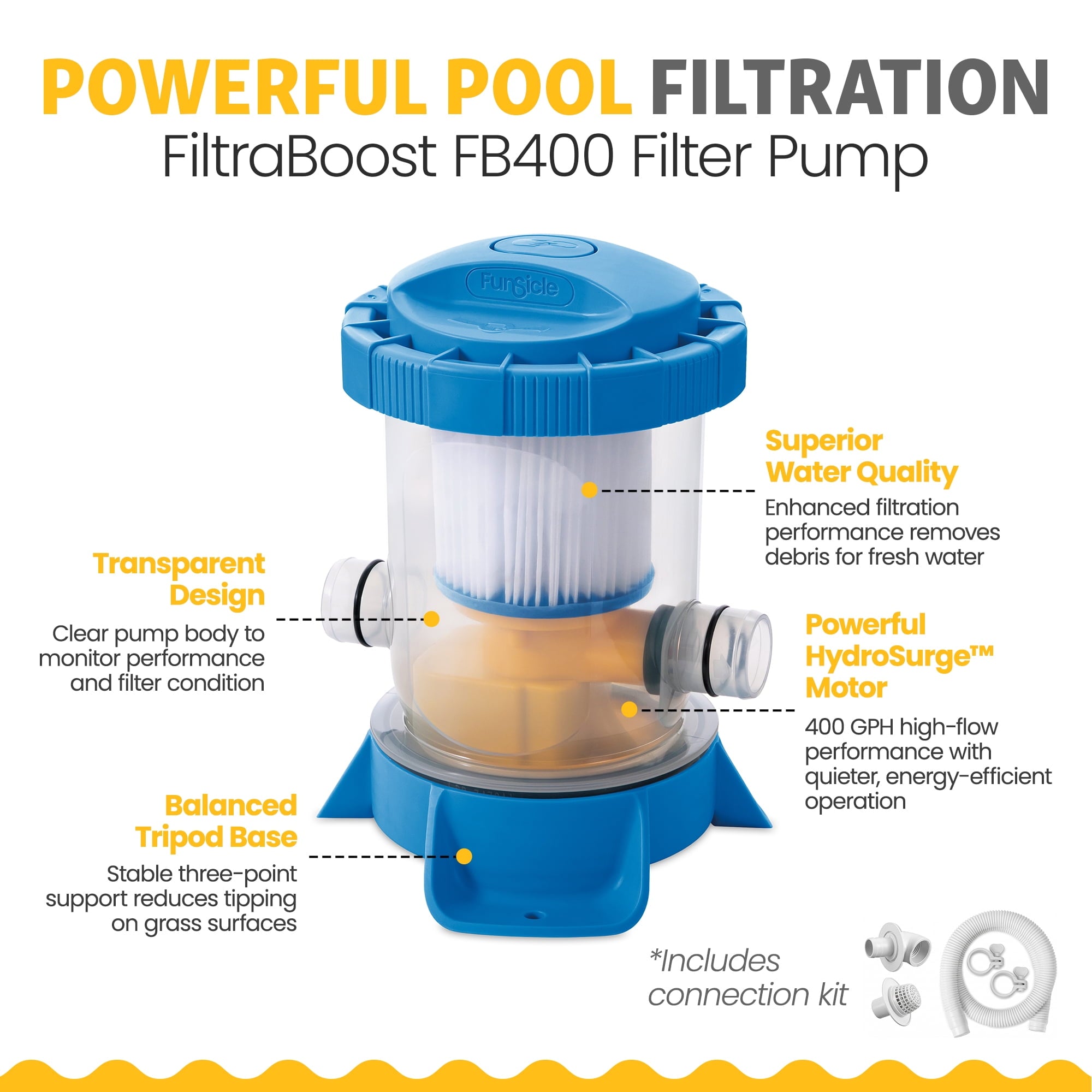 Funsicle 12ft x 30in Round Sea-Thru QuickSet Above Ground Pool with Cartridge Filter Pump, Age 6 & up