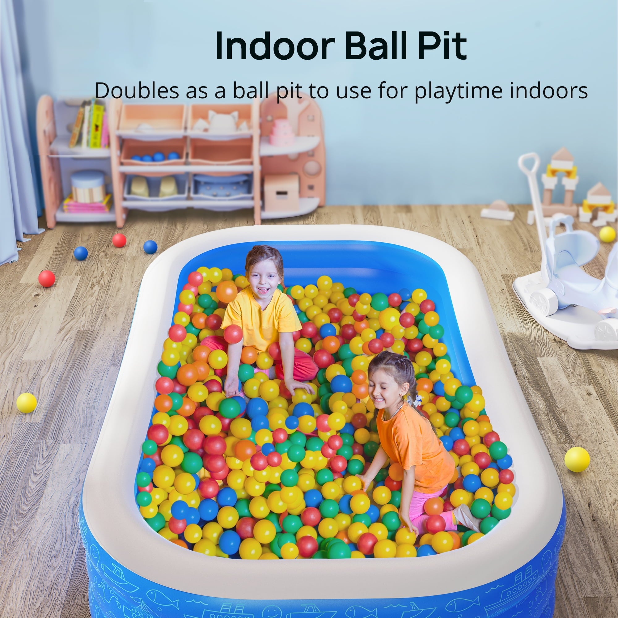 TaoTronics Inflatable Swimming Pools, 120'' x 72'' x 20'' Blow up Swimming Pools, Kiddie Pool Large Size Thickened Blow up Swimming Pools Play Center for Kids Children Family Outdoor Garden Backyard