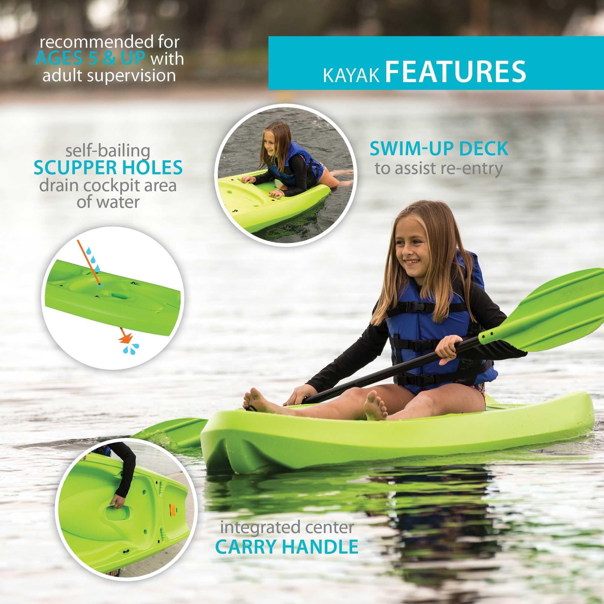 Lifetime Recruit 6.5 ft Youth Sit-On-Top Kayak with Paddle, Lime Green (90765)