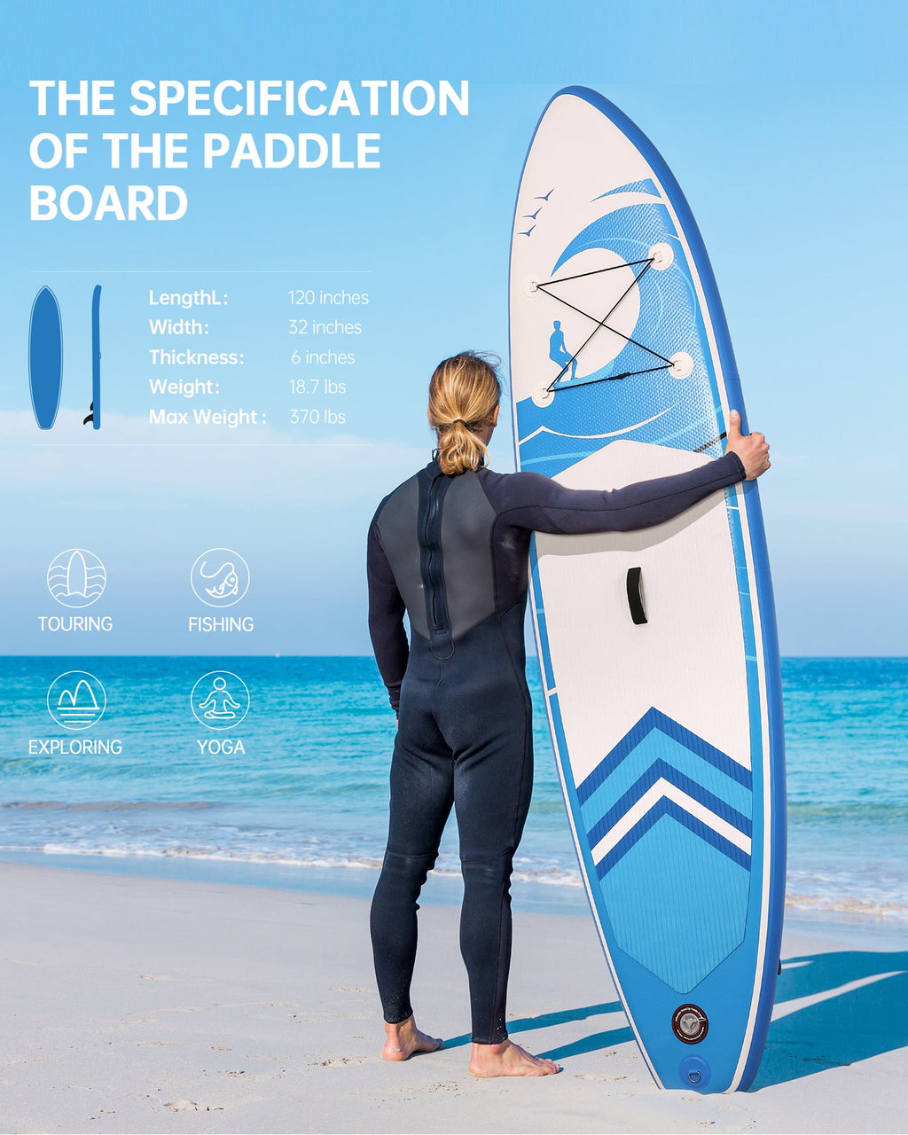 Naipo Inflatable Paddle Board Stand Up Paddle Board 6 in Thick with Sup Accessories and Carry Bag and Fast Pumping for Adults and Youth