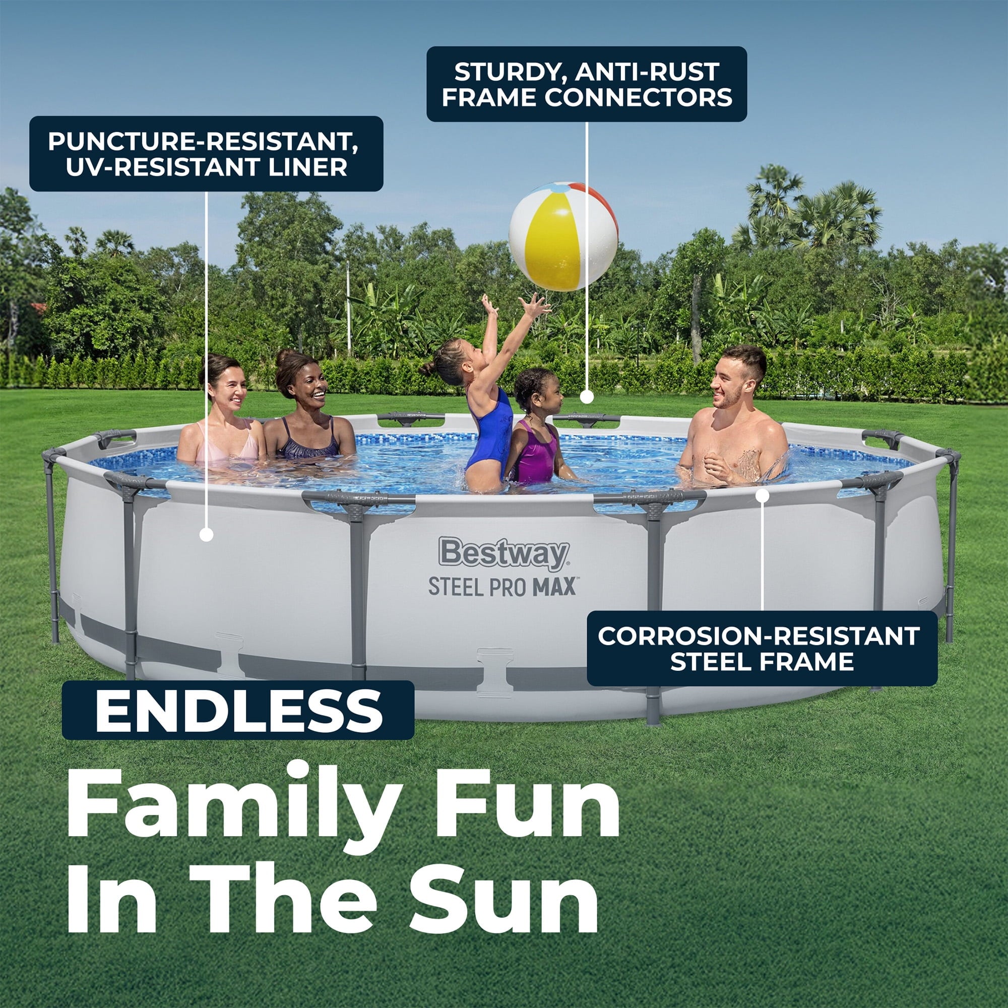 Bestway Steel Pro MAX 10'x30\ Metal Frame Above Ground Pool Set w/ Filter Pump & Cartridge