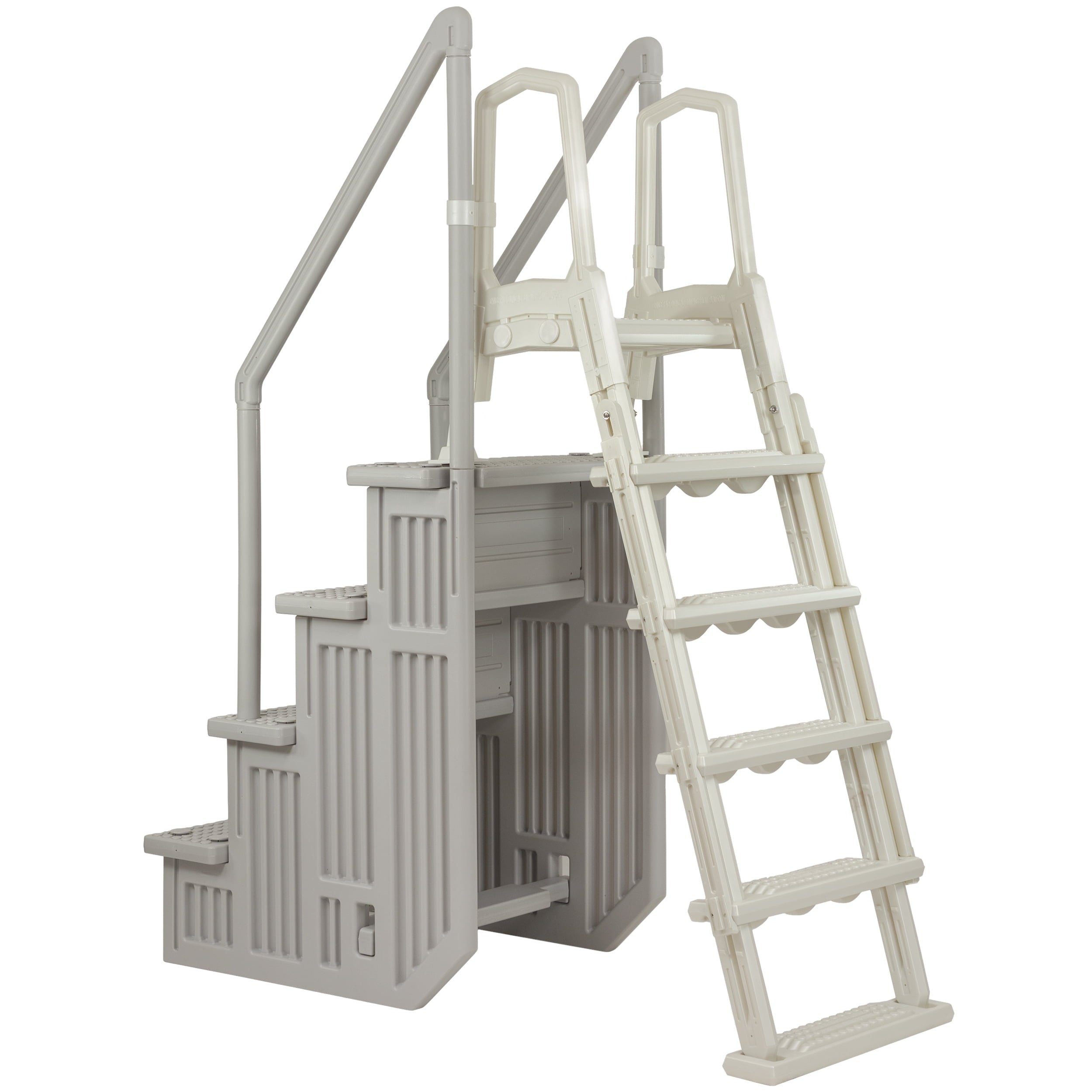 Aqua Select White Outside Flip-up Safety Ladder for Above Ground Pools 48-54H